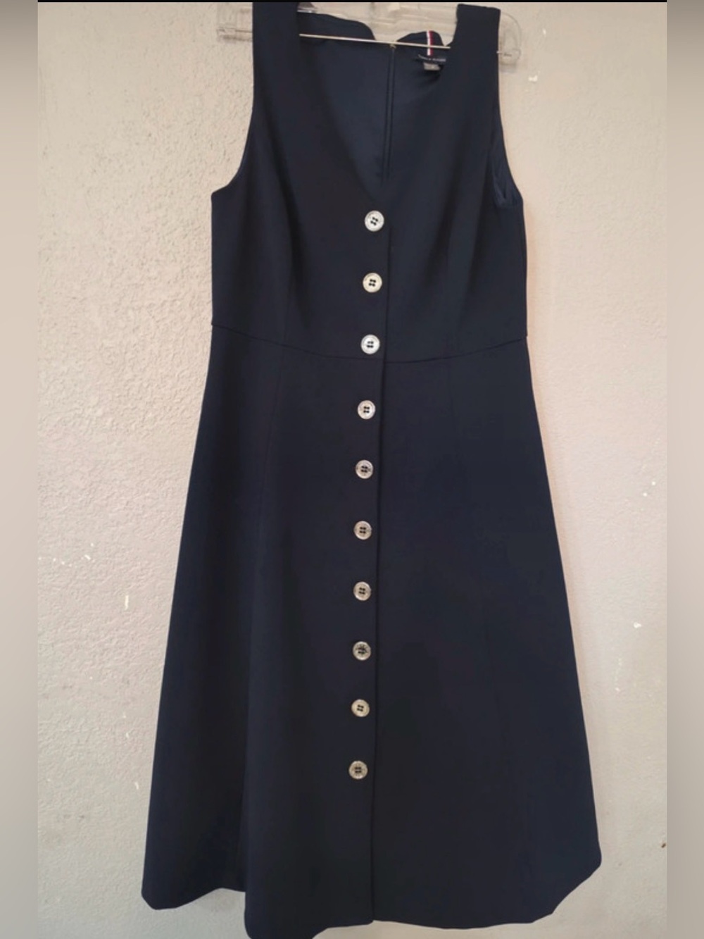 Tommy Hilfiger Navy Sleeveless Button-Front Dress